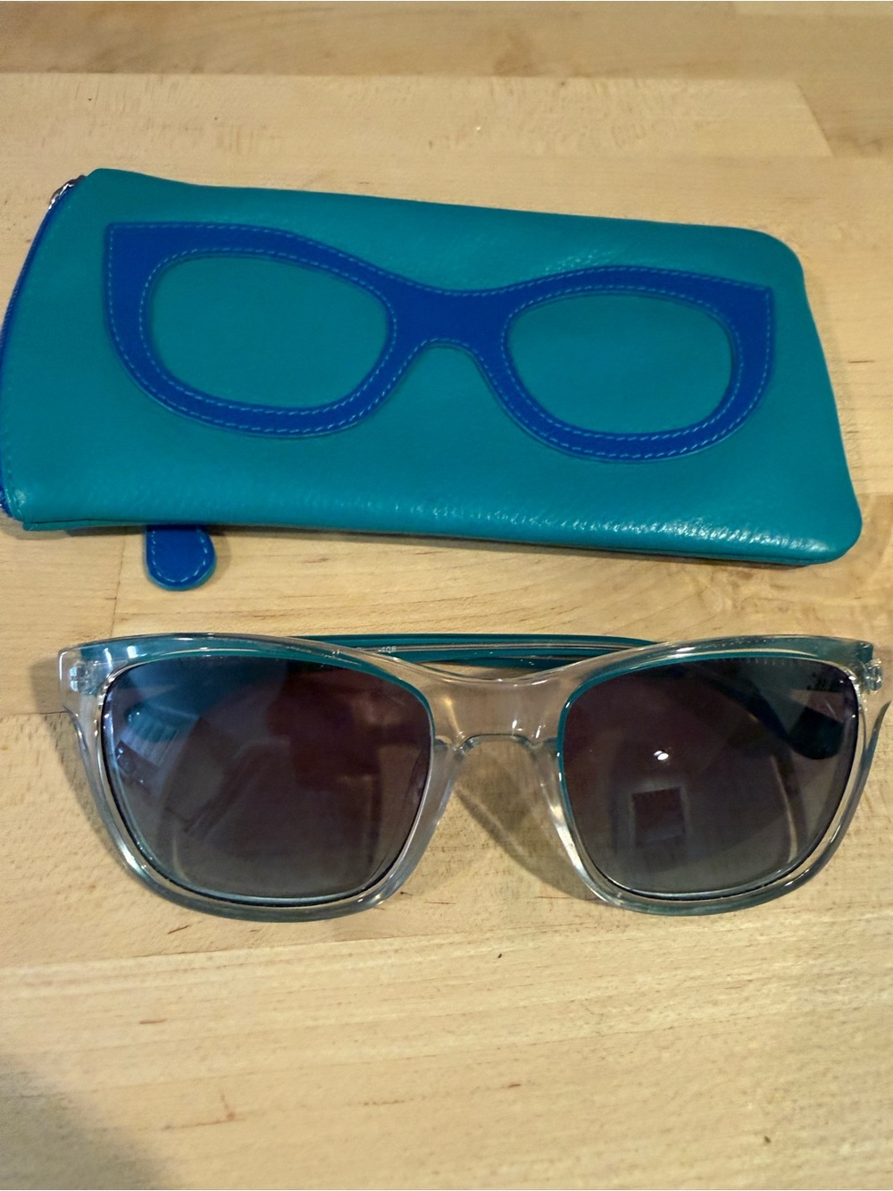 Michael Kors Clear Frame Sunglasses with Teal Case
